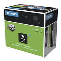 Märkband Dymo D1 12 mm, vit på transp